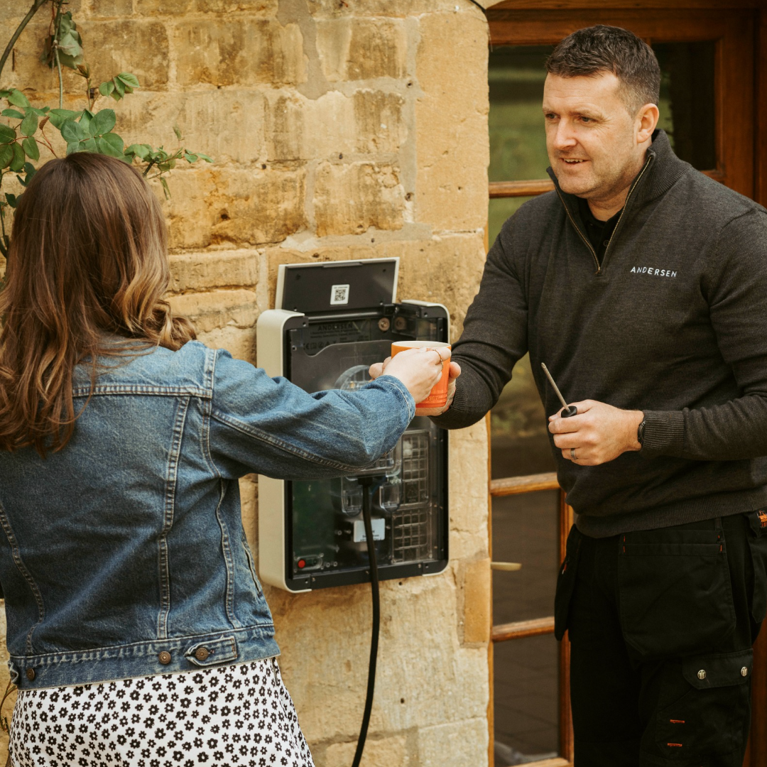 Electrician Installing Andersen A2 Home EV Charging Point