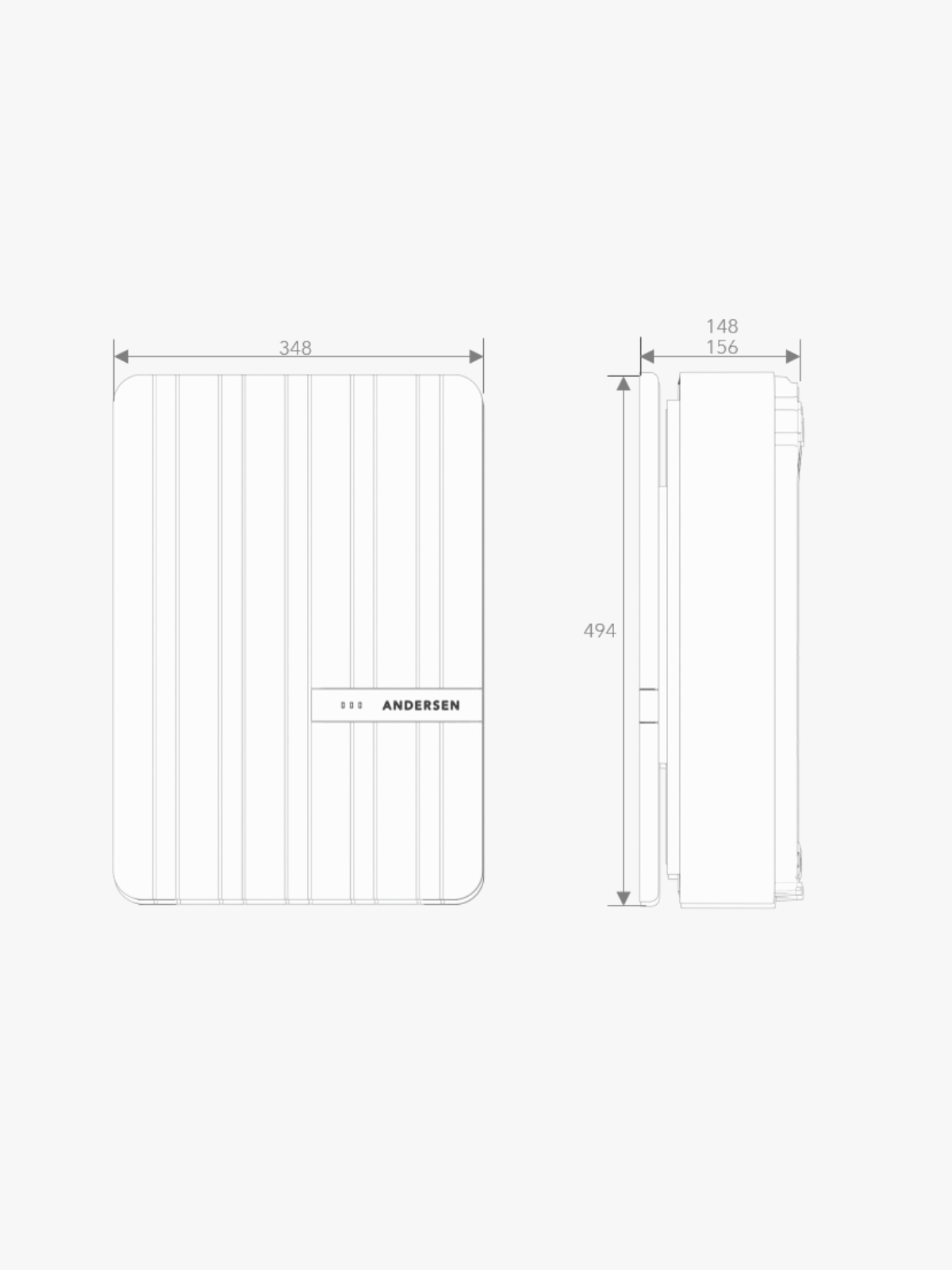 Dimensions of Andersen A2 EV Charger