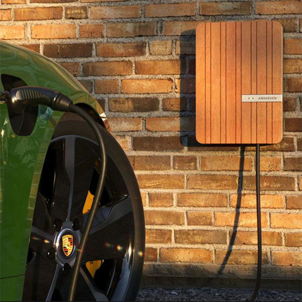 Andersen A2 EV charger installed on a brick wall